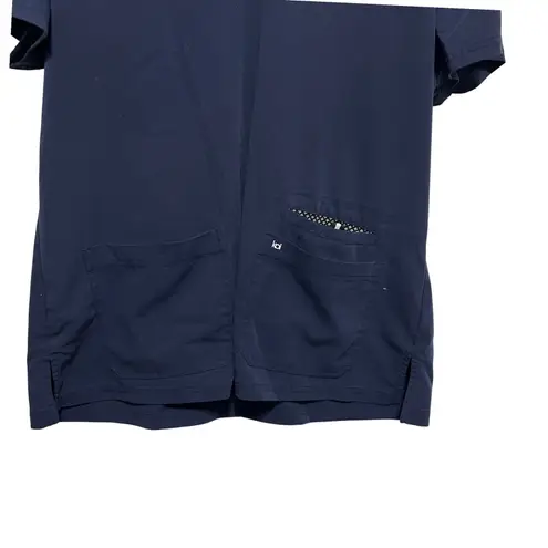 Koi Womens Scrub Top XL Navy Stretch Utility Pockets Workwear Medical Nurse Blue