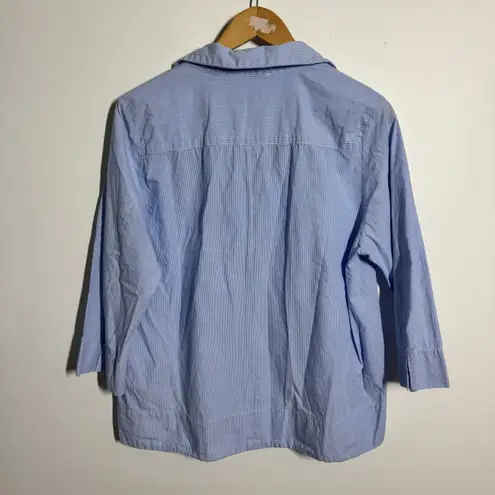 Pomander Place Tuckernuck Cotton Top Women L Blue Stripe Coastal Preppy Classic Size L