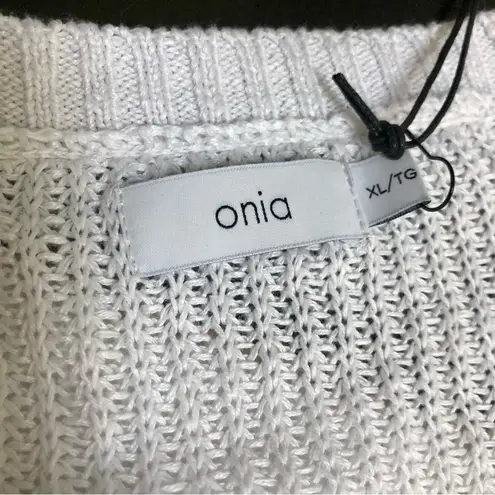 ONIA NWT  Open Knit Sleeveless Linen White Button Down Sweater Vest Ribbed sz XL