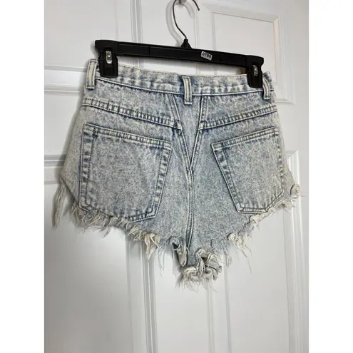 Unif Blue Denim Distressed Cut Off Shortie Shorts Size 2 Small