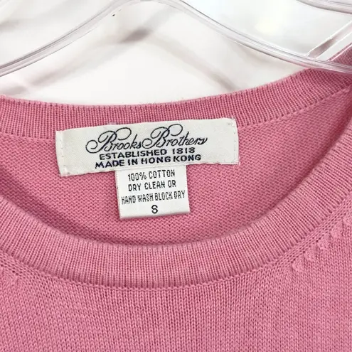 Brooks Brothers Small Top Cotton Knit Short Sleeve Crew Neck Pink 1377