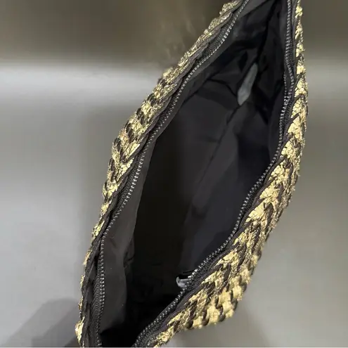 NAGHEDI Portofino Cosmetic Bag in Etoile Woven Neoprene Metallic Gold Makeup Bag