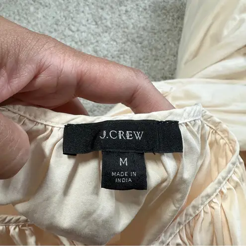 J.Crew  Women’s Cotton Poplin Tie-Sleeve Button Front Romper in Palest Peach M