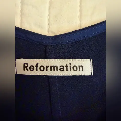 Reformation  Navy Blue Marina Button Down Crepe Crop Pants Jumpsuit - Image 9