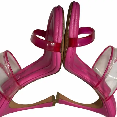Alexandre Birman Joanna Sandal Womens 5 Pink Leather PVC Mules Barbiecore Chic - Image 7