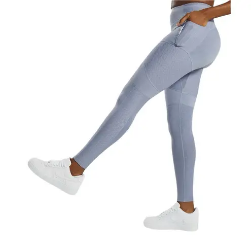 Gymshark  True Texture Leggings Steel Blue 7/8 Length Side Pockets Size Small