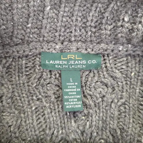 Lauren Jeans Co Ralph Lauren Gray Cable Knit Cotton Blend Turtleneck Sweater L Size L