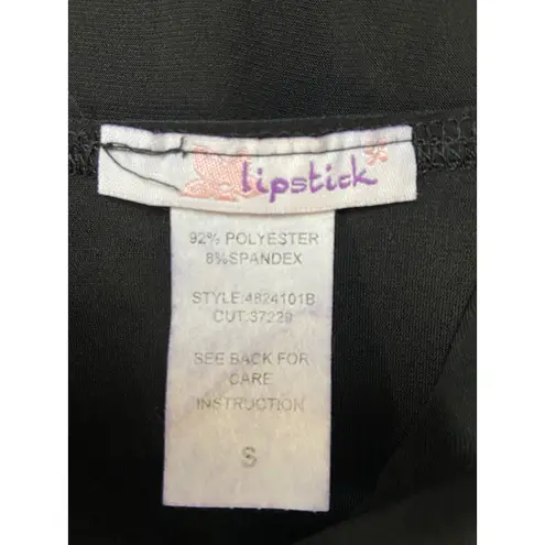 Vintage Lipstick Top Womens Small Black Rhinestone Bling Clubwear Y2K Retro Sexy