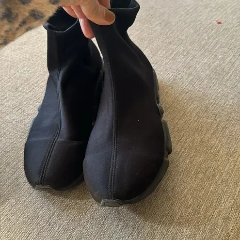 Italian made lug sole sock style chunky slip on shoe size Italian 30 or US 8 Black