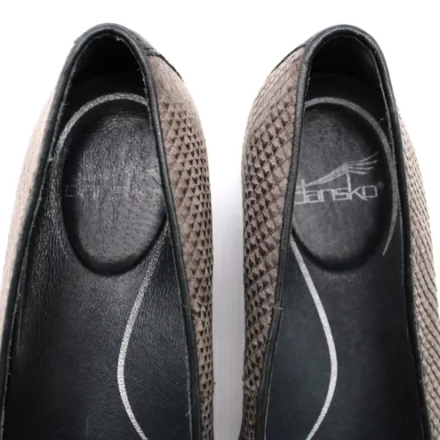 Dansko Womens EU 37 Oksana Snakeskin Print Loafer Leather Gray Slip On Comfort
