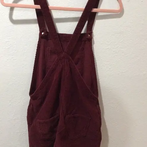 Topshop  Size 4 Burgandy corduroy overall dress side and back pockets front pouch
