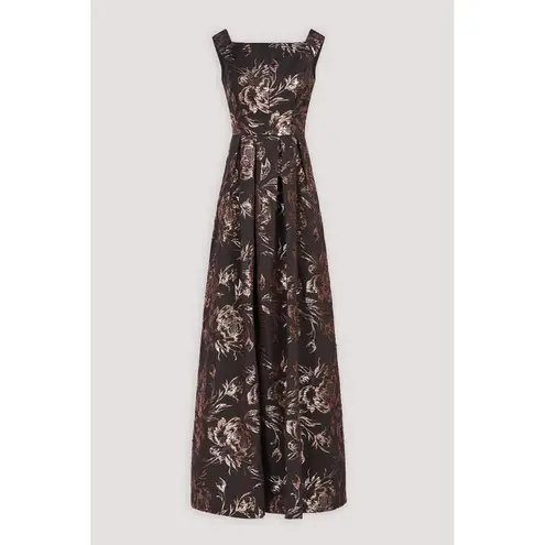 Kay Unger Theodora Gown in Espresso Metallic Rose Jacquard Style: 55112541 Sz 6