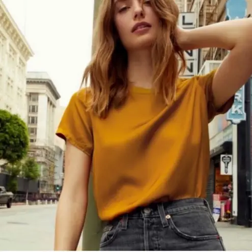 Nation Ltd . Marie Sateen Boxy Tee in Turmeric Women’s size XS