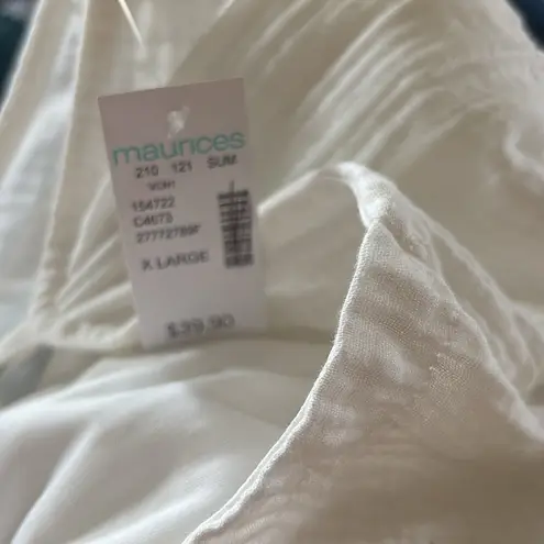 Maurice's Maurice’s Textured Gauze Mini Faux Wrap Dress XL White Spaghetti Straps Summer