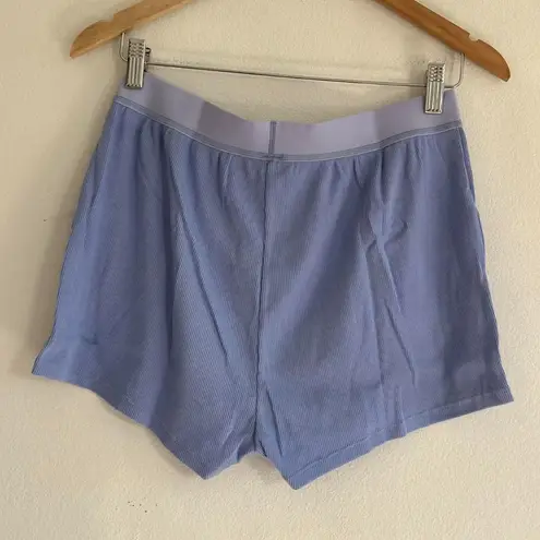 SKIMS Cotton Rib Loose Boxer in Blue Violet, Size Small