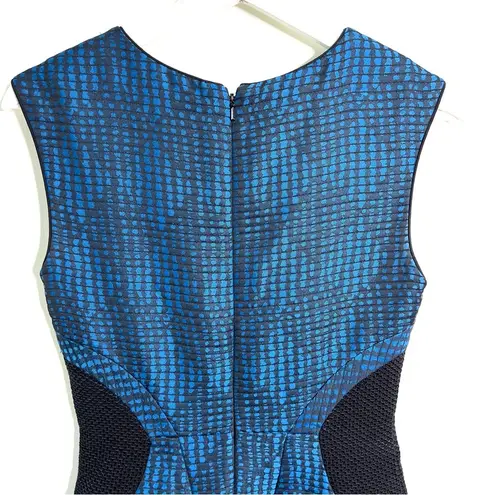 Reiss Kori Textured Fit and Flare Blue Black Dress Size 4