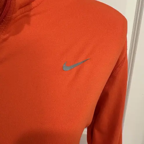 Nike  Dri-Fit Running Quarter Zip‎ Long Sleeve Athletic Top Orange Red Women's