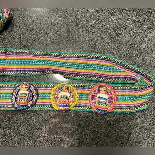 Vintage Traditional Striped Belt Strap Textile Mayan Guatemala Worry Dolls