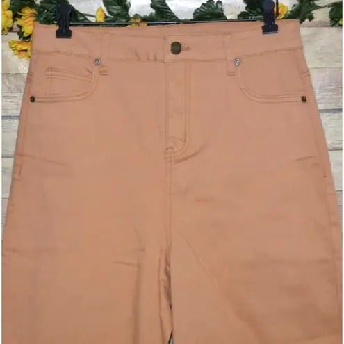 Mud Pie NWT Women's Crawford Wide Leg Jeans Raw Hem Ladies L Brown High Rise - Image 2