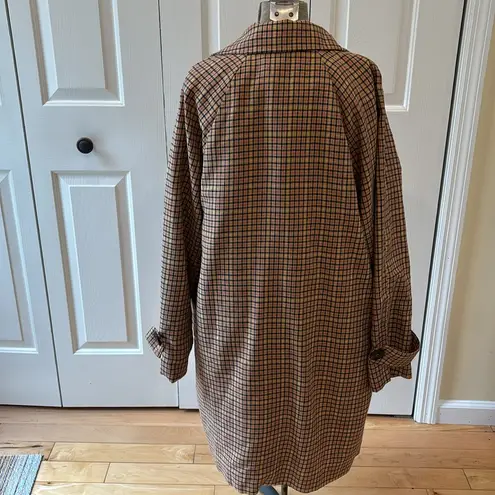 Lost + Wander Anthropologie orange & yellow plaid double breasted trench coat