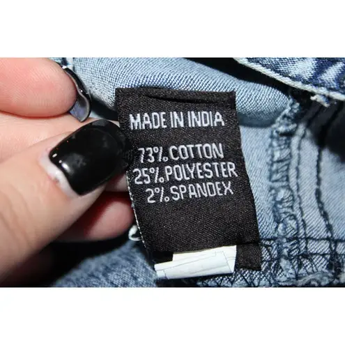 NWT Womens THRILL Jeans Blue Denim Corset Light Wash Belt Crop Top Size Large L