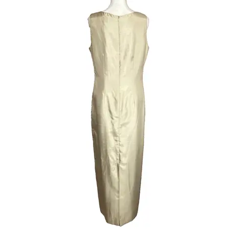 Jessica Howard Women 2 Piece Suit Jacket Maxi Dress Champaign Gold Ivory Size 8