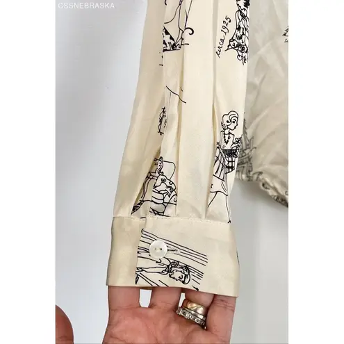 Ishyu Cream Vintage Silk Equestrian ladies Blouse shirt