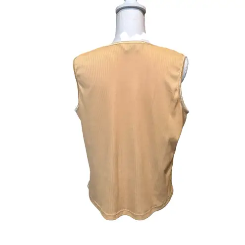Allison Daley women’s Yellow Ribbed Tank Top size large petite satin trim