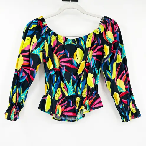 NWT Tabitha Brown x Target Womens Linen Lemon Print Bardot Off Shoulder Top XXS Yellow