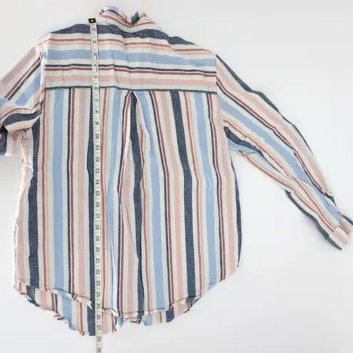 Anthropologie Maeve Chatham Striped Button Down Linen Blend Shirt