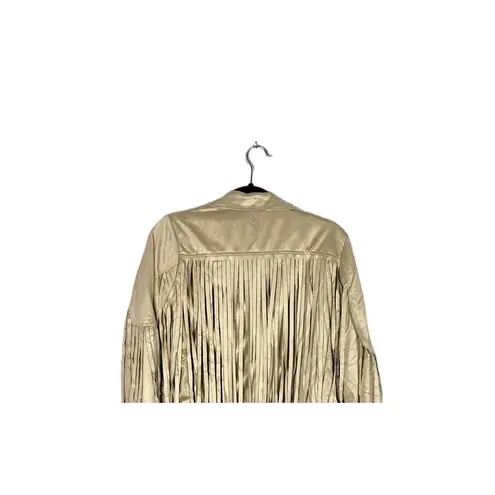 NEW! Western Fringe Soft Faux Suede Open Style Lined Jacket Coat M Light Tan Size M