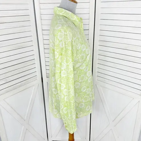 Mossimo Vintage Retro Floral Print Popover Shirt Green Medium Green
