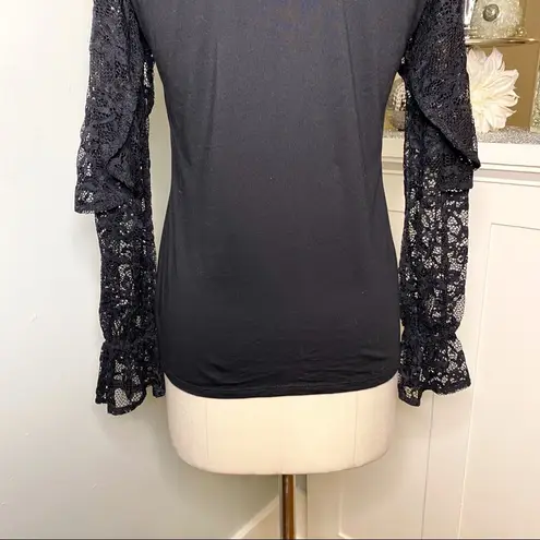 Stella & Dot Black Lace Long Sleeve Blouse XS