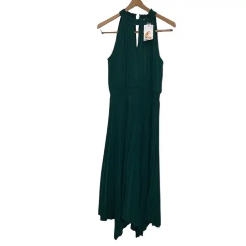 ✨Women Midi Dresses Green Sleeveless Halter Irregular High Waist Sz L Sundress✨ Size L