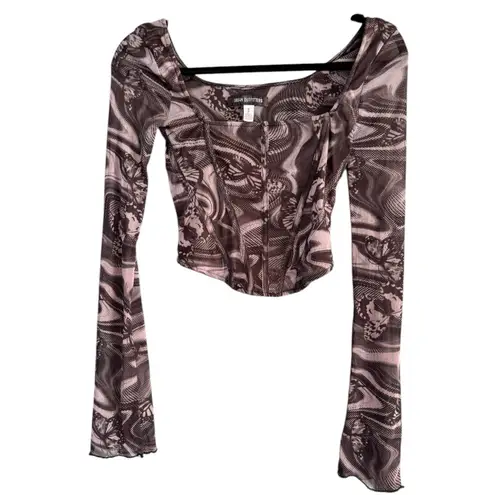 Urban Outfitters  Mesh Corset Long Sleeve Butterfly Corset Top Small