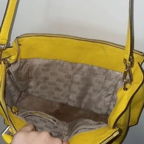 Michael Kors GUC Canary Yellow  Medium Sized Zippered Adjustable Strap Purse