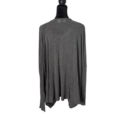 Hippie Love Womens Gray Cocoon Wrap Draped Top Size S Long Sleeve Lagenlook Quiet Luxury
