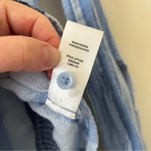 BeachLunchLounge  Striped Chambray Cotton Linen Button Down Shirt Women's Small - Image 5