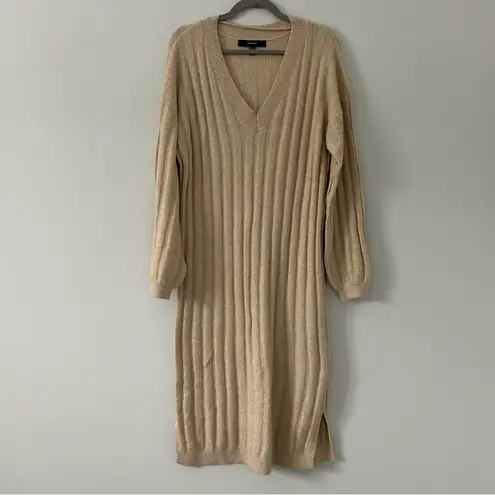 VERO MODA Doffy Long Sleeve V Neck Rib Sweater Dress Irish Cream Melange M