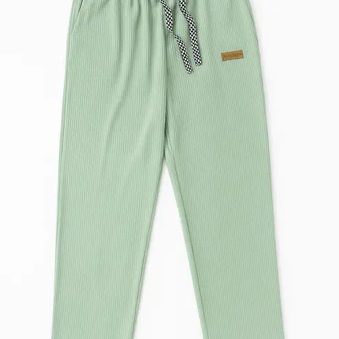 Summer Lounge Pants XS – Cool Touch Ribbed Mint Green Elastic Waist Loungewear Size 26