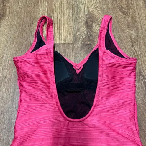 Gottex  Hot Pink Textured Fuax Wrap Scoop Back One Piece Swim Suit Womens Size 8