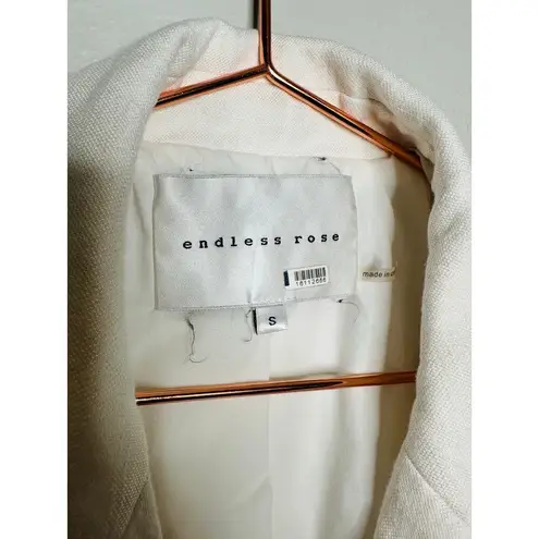 Endless Rose White Linen Oversized Fit Sleeveless Shoulder Pad Vest Size Small