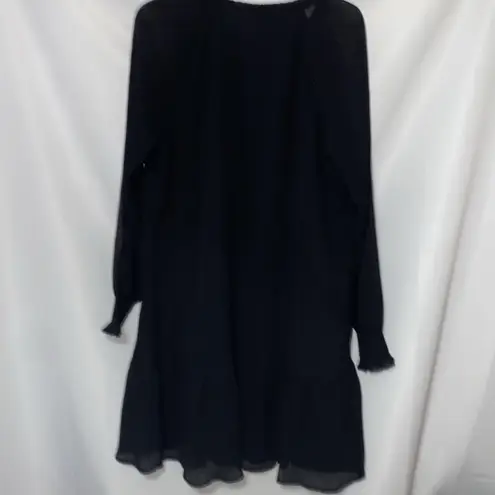 Loft  WO SIZE LG Black Cocktail Dress with Bishop Sleeves and Crew Neck pleated
