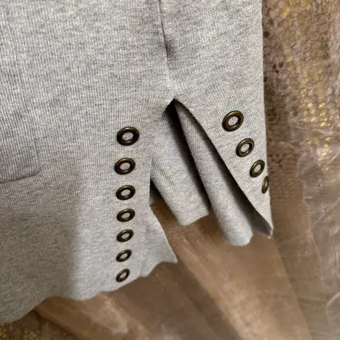 Joseph A . Long Heather Gray Cozy Cardigan Sweater Grommets XL