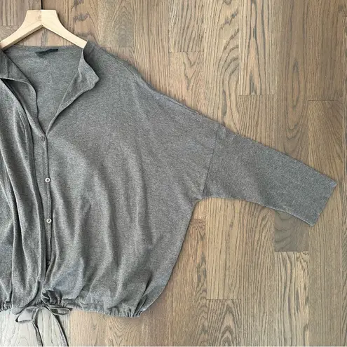 Oska Cashmere Blend Drawstring Waist Oversize Cardigan Sweater Light Brown Large