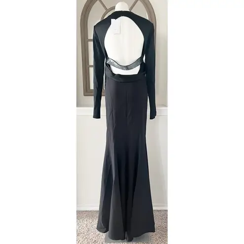 Safiyaa BLACK Cutout Beaded Belt Gown with Gun Metal, Size FR42 US10 NWT $2,615