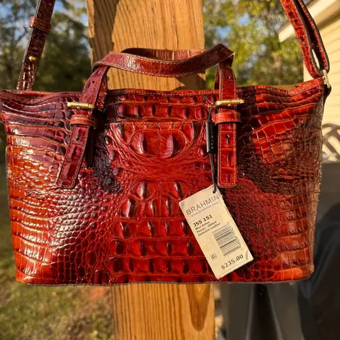 Brahmin Mini Asher Pecan Crocodile-Embossed Women's Bag