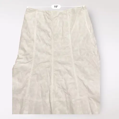 Versailles White Eyelet Lace Midi Skirt Womens Size 12 Boho Cottage