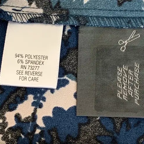 Simply Vera Wang Dress Blue Tan Floral A Line Long Sleeve Fit & Flare Size XS