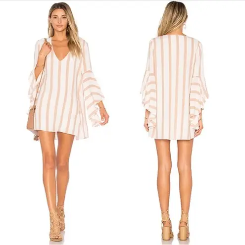 House of Harlow 1960 x Revolve Tallulah White Pink Ruffle Striped Dress Women XS